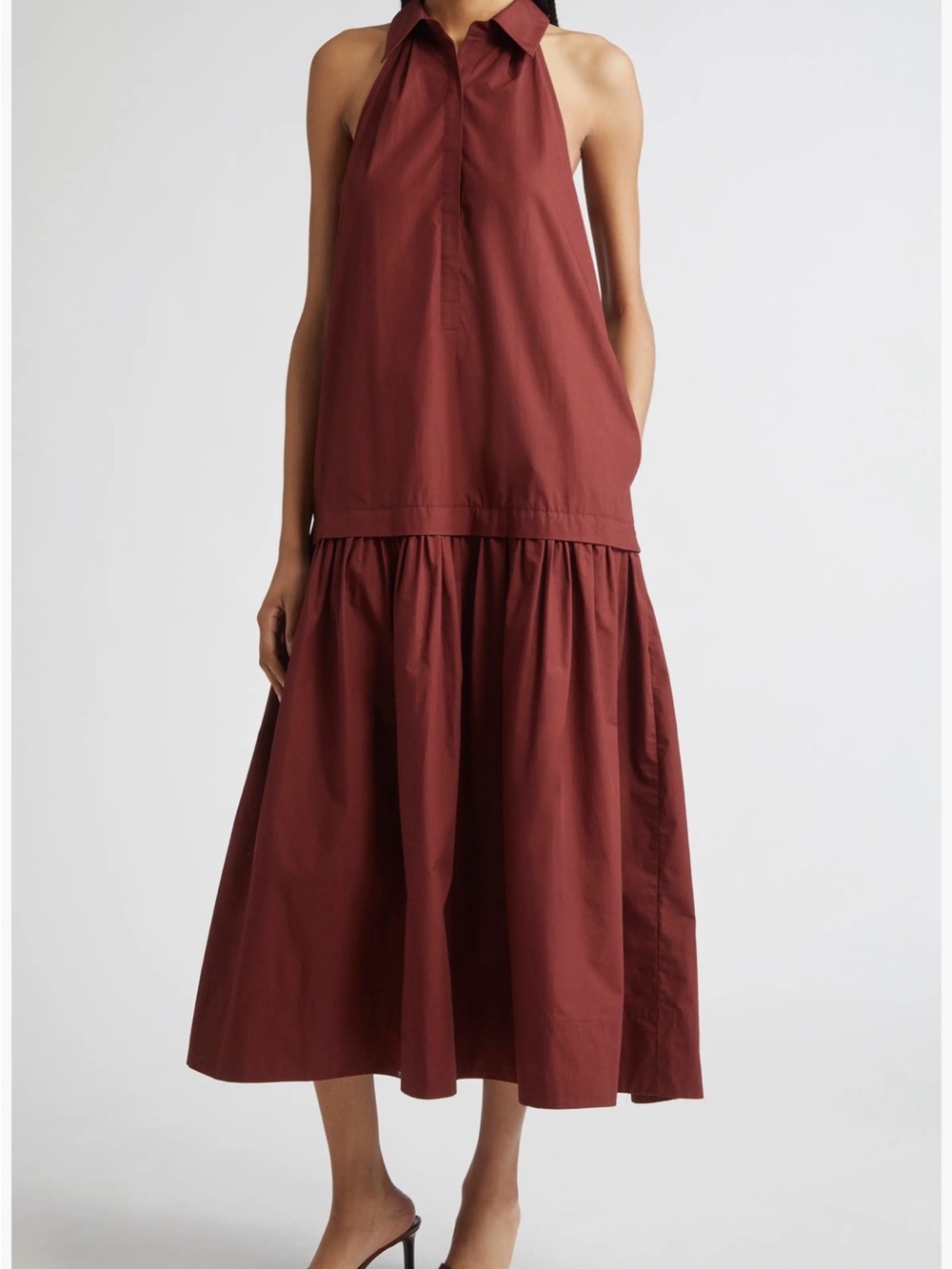 A.L.C. Sleeveless Collared Maxi Dress in Rust